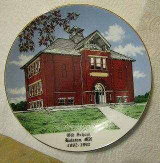 Old School Balaton Mn Glass Plate 1892 - 1992