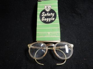 Vintage American Optical Safety Glasses Goggles W Box F9247 Armor Plat