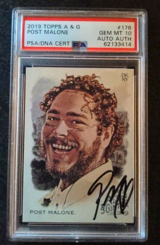 2019 Topps Allen And Ginter Post Malone Auto Psa 10 Pop.  1