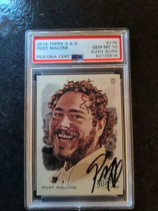 2019 Topps Allen and Ginter Post Malone Auto PSA 10 Pop.  1 3