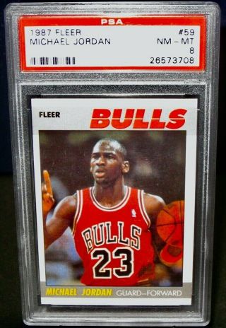 Psa 8 Nm/mt 1987 Fleer Michael Jordan Basketball Card 59 Chicago Bulls
