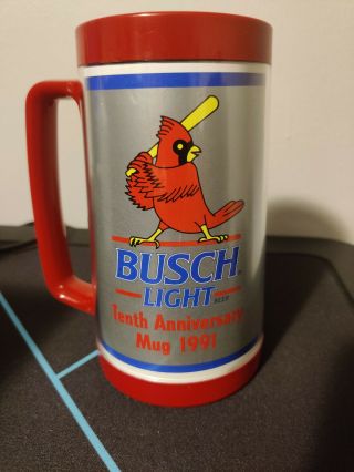 St Louis Cardinals 1991 Busch Light Mug 10th Anniversary Mlb Plastic Vintage