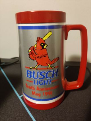 St Louis Cardinals 1991 Busch Light Mug 10th Anniversary MLB Plastic Vintage 2