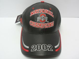 Ohio State Buckeyes 2002 National Champions 7 Time Champs Leather Adjustable Hat