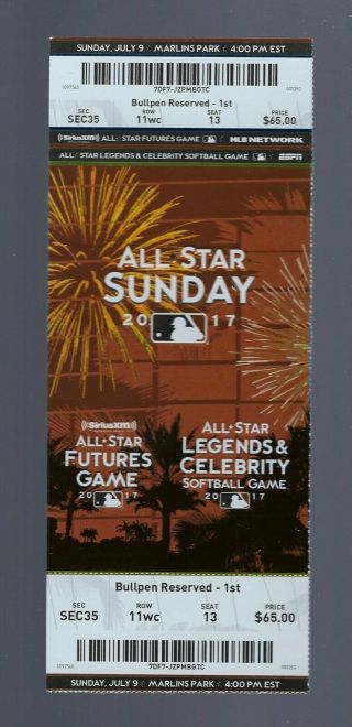 2017 Baseball All - Star Sunday Futures Full Ticket - Honeywell