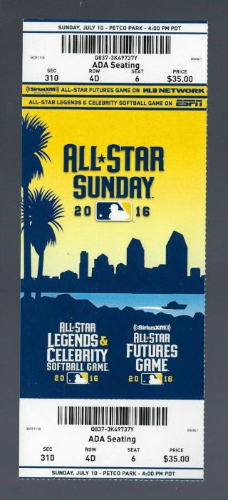 2016 Baseball All - Star Sunday Futures Full Ticket - Yoan Moncada