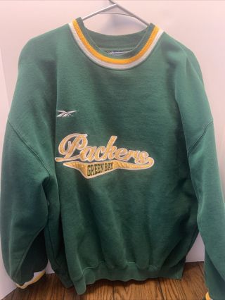 Cotton Blend Xl Reebok Pro Line Green Bay Packers Sweatshirt Men 