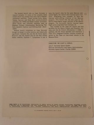 ●NASA FACTS● JOHN F.  KENNEDY SPACE CENTRE: paper booklet x 8 page - 1968 2