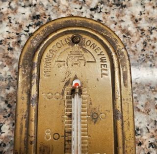 Vintage Brass Thermostat Cover Honeywell Tycos Thermometer Steampunk 2