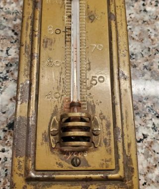 Vintage Brass Thermostat Cover Honeywell Tycos Thermometer Steampunk 3