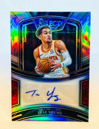 2020 - 21 Panini Select Trae Young Silver Prizm Auto Autograph Ssp ’d /49 Hawks