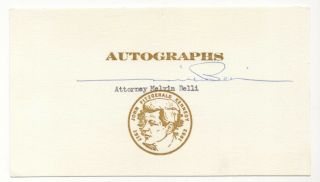 Melvin Belli - Celebrity Lawyer For Jack Ruby - Autographed Card