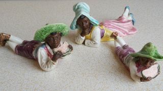 Vintage Austrian Or German Majolica Figurines / Piano Babies,  Black Americana
