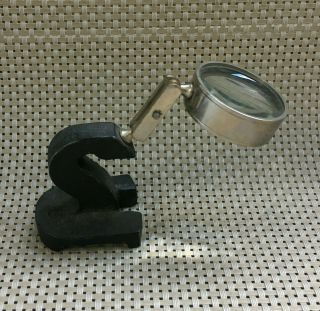 Vintage Cast Iron Base - Desk Top - Adjustable Magnifying Glass
