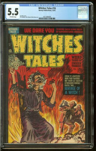 Witches Tales 16 Cgc 5.  5 Harvey Publications 12/52 Pre Code Horror Pch