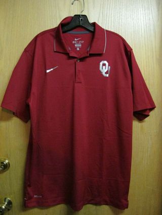Nike Dri Fit Golf Polo Shirt / University Of Oklahoma Ou Sooners / Mens Large