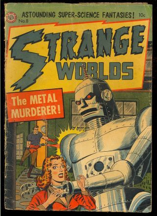 Strange Worlds 8 Classic Robot Cover Pre - Code Golden Age Avon Comic 1952 Gd,