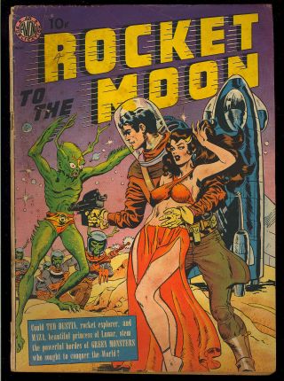 Rocket To The Moon Nn Pre - Code Horror Golden Age Alien Ufo Avon Comic 1951 Gd