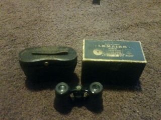 Lemaire Paris Fabt.  Mini Binoculars Opera Glasses.  With Leather Case And Box.