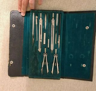 Vintage Drafting Tool Instrument Set Compass