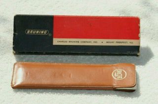 Vintage Charles Bruning Pocket Slide Rule 2401 W/ Rca Leather Case