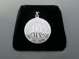 Vintage Sterling Akc American Kennel Club Inc.  1884 Dog Show 1984 Medal Pendant