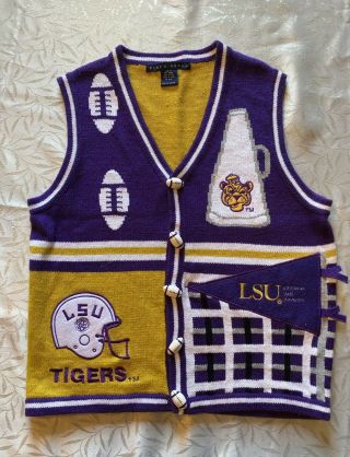 Lsu Tigers Sweater Vest Birch Bros.  Vintage Women’s Size Medium Football