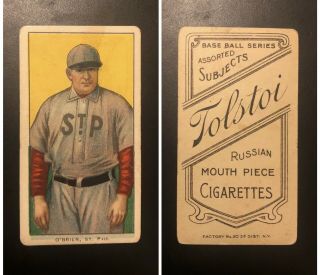 1909 - 11 Tolstoi Cigarettes T206 Peter O’brien Baseball Card Low Pop