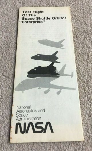 Circa 1977 Nasa Leaflet Test Flight Of The Space Shuttle Orbiter Enterprise