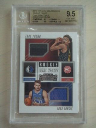 2018 - 19 Contenders Luka Doncic/trae Young Rookie Rc Dual Jersey Bgs 9.  5 Low Pop