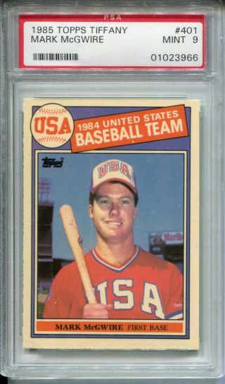 1985 Topps Tiffany Baseball 401 Mark Mcgwire Team Usa Rookie Card Rc Psa 9
