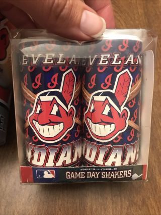 2009 Cleveland Indians Plastic Cup And Salt Pepper Game Day Shackers Chief Wahoo 2