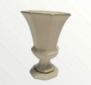 Lenox Vase 6 " Tall Ivory Porcelain With Gold Trim -