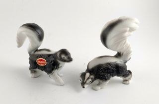 Vintage Set Of 2 Bone China Skunk Figurines Japan