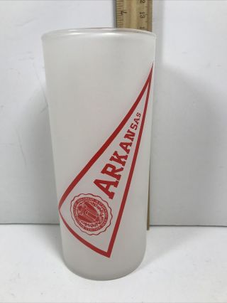 Vintage University Of Arkansas Frosted 16 Ounce Glass " Razorback "