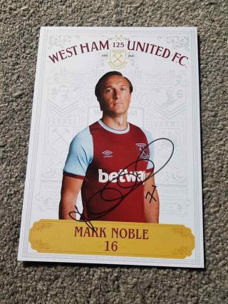 Signed Mark Noble West Ham United Official Club Card Charity