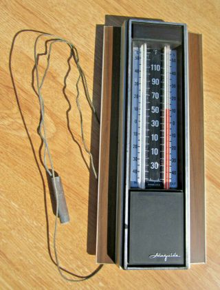 Vintage Airguide Indoor / Outdoor Wall Thermometer Faux Wood Mid Century Modern