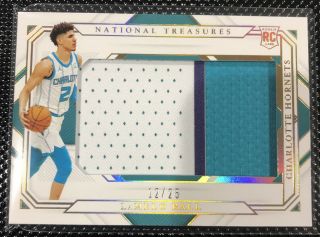 2020 - 21 National Treasures Lamelo Ball Rookie Jumbo 3 - Color Patch Gold 15/25 Gem