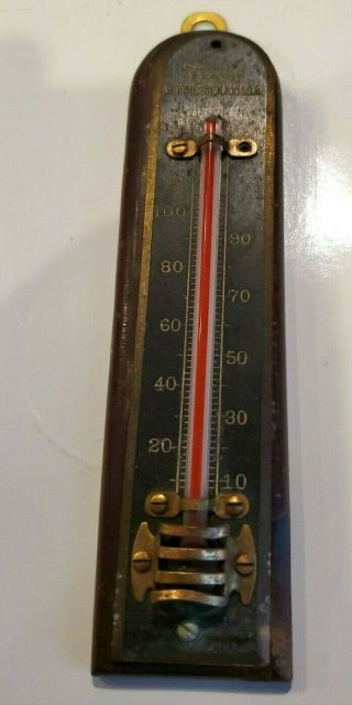 Vintage Tycos Wall Thermometer 5 Inches Long Mahogany Brass Rochester Ny Usa