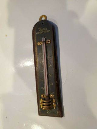 Vintage Tycos Wall Thermometer 5 Inches Long Mahogany Brass Rochester NY USA 3