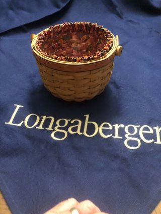 1996 Longaberger Small Pumpkin Basket,  Fall Foliage Liner,  And Protector