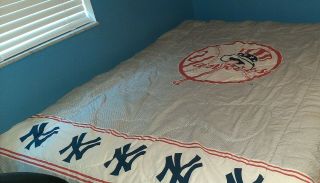 Mlb York Yankees Twin Size Comforter Blanket Blue Pinstripes