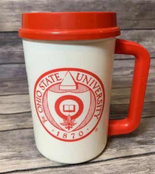 Vintage Ohio State Osu Buckeyes Thermo Travel Mug Tumbler With Lid Hot Cold Cup