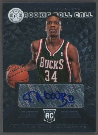 2013 - 14 Panini Totally Certified Rookie Roll Call Giannis Antetokounmpo Rc Auto