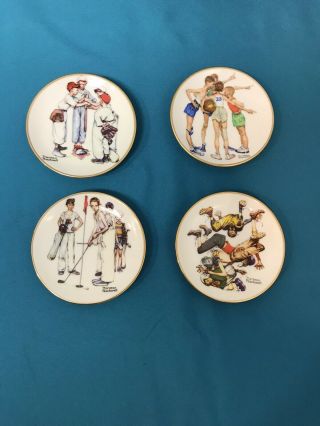 Norman Rockwell Mini Plate Four Seasons Summer 1951 Limited Edition Set Of 4