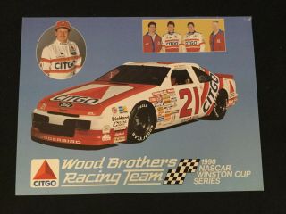 Nascar Neil Bonnett 1990 21 Wood Brothers Racing Team Bio Card Bb