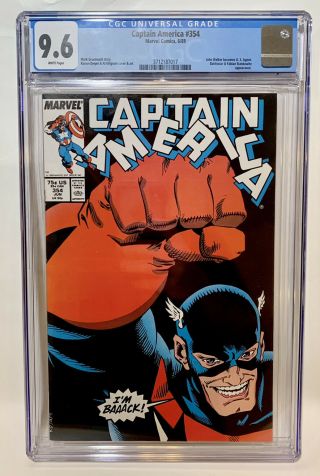 Captain America 354 1989 1st John Walker As U.  S.  Agent Cgc 9.  6 White Pages