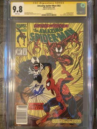 Spider - Man 362 Cgc 9.  8 Ss Signed By Stan Lee “newsstand”