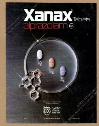 1986 Xanax Drugs Upjohn Pharmaceuticals Vintage Print Ad
