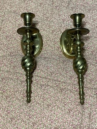 Vintage Brass Wall Mount Candle Holder Sconce Candlesticks 10” Long